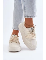 Damskie Sneakersy Eko Skórzane Beżowe Avanalis