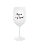 HLAVNE SA NEPOSRAŤ - biely pohár na víno 350 ml HLAVNE SA NEPOSRAŤ - biely pohár na víno 350 ml