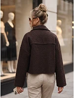 Krátky dámsky kabát typu „baranek“ so zipsom, čokoládová farba, FashionStreet TY6058 Krátky dámsky kabát typu „baranek“ so zipsom, čokoládová farba, FashionStreet TY6058