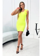 Šaty s nariasenými rukávmi žlté neónové