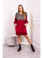Velúrové šaty s leopardím potlačou vínovej farby