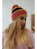Dámska čiapka Kinga K297 červená+horčicová+čierna Dámska čiapka Kinga K297 červená+horčicová+čierna
