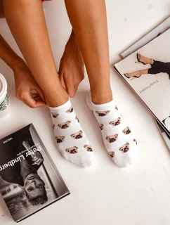 Dámske bavlnené ponožky s Mopsy White
