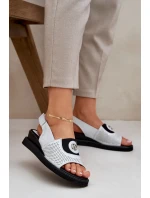 Sandały Damskie Na Koturnie Srebrne Isnnoria