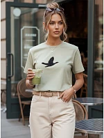 Dámske bavlnené tričko BRILD pistáciová FashionStreet RY2528