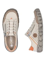 Béžové kožené ažurové dámske poltopánky Rieker L0355-61 Béžové kožené ažurové dámske poltopánky Rieker L0355-61