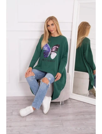 Oversize blúzka s potlačou tmavo zelená Oversize blúzka s potlačou tmavo zelená