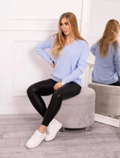 Sveter s výstrihom do V modrý