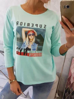 Blúzka s potlačou Superior v mätovej farbe