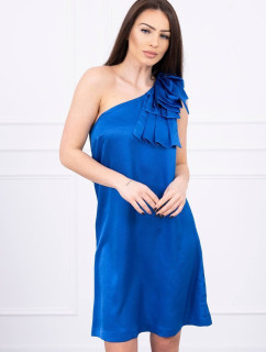 Šaty s mašľou na ramene v nevädzovej modrej farbe