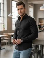 Pánska elegantná hladká čierna košeľa REGULAR FIT FashionStreet DX2538