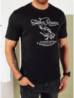 Pánske bavlnené tričko s potlačou čierne FashionStreet RX5363