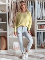 Dámsky nadrozmerný jednoduchý sveter SENZIA lemon FashionStreet MY2449 Dámsky nadrozmerný jednoduchý sveter SENZIA lemon FashionStreet MY2449