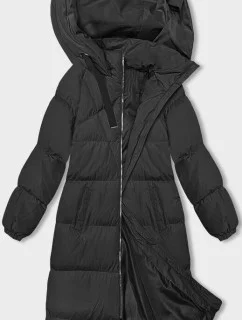 Dámska dlhá hrubá bunda s kapucňou čierna (5M3163-392)