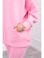 Zateplený set s mikinou s kapucňou svetlo ružový