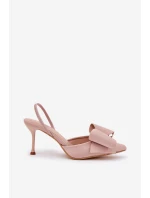 Szpilki Z Odkrytymi Piętami I Kokardką Beżowe Eklevia