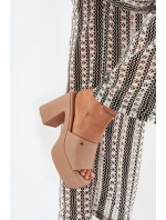 Damskie Klapki Z Eko Skóry Na Słupku I Platformie Khaki Tamirella