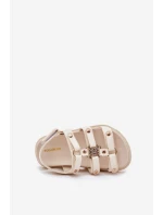 Dziewczęce Sandałki Ze Złotym Detalem Beżowe Lunessa