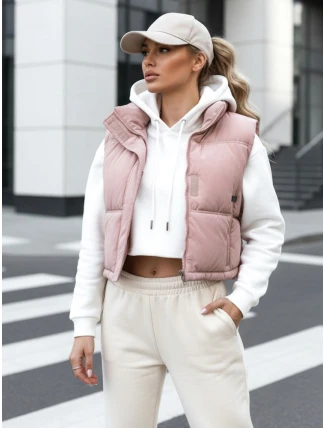 Dámska prešívaná ružová vesta FashionStreet TY5199 Dámska prešívaná ružová vesta FashionStreet TY5199