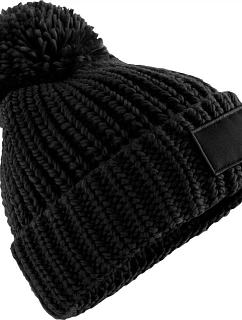 Beechfield B 329 Pletená čiapka s bambulou „Toasty Patch“ 53.0329 čierna