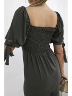 Šaty s viazanými rukávmi khaki