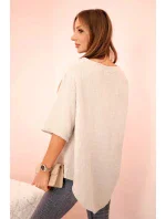 Dámska mušelínová košeľa s gombíkom tmavo béžová