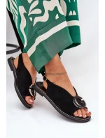 Płaskie Sandały Z Ozdobą Czarne Haliones