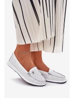 Skórzane Mokasyny Damskie S.Barski LR51-673 Białe