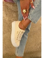 Trampki Damskie Z Koronką Lee Cooper LCW-25-31-3440L Beżowe