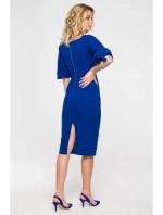 K152 Zavinovacie šaty s rukávmi - kráľovská modrá