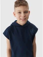 Chlapčenská mikina bez rukávov s kapucňou 4F - tmavomodrá