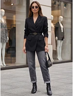 Dámske džínsy Mom Fit s vysokým pásom, sivé, FashionStreet UY3114 Dámske džínsy Mom Fit s vysokým pásom, sivé, FashionStreet UY3114