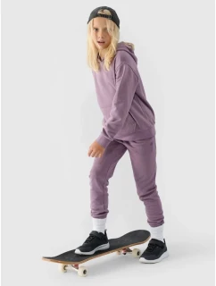 Dievčenská mikina bez prúžkov s kapucňou 4F Junior 4FJWMM00TSWSF1316-51S