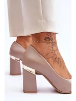 Zazoo 3117 Skórzane Czółenka  Beżowe