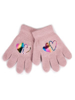 Dievčenské päťprsté rukavice Yoclub s hologramom RED-0068G-AA50-002 Pink