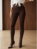 Dopasowane legginsy damskie prążkowane brązowe FashionStreet UY3258 Dopasowane legginsy damskie prążkowane brązowe FashionStreet UY3258