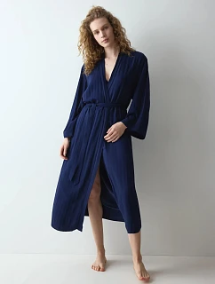 Dámsky župan Amourette Jacquard Long Robe Admiral, tmavomodrý – TRIUMPH