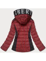 Čierno-červená dámska vzorovaná bunda (W716-1)