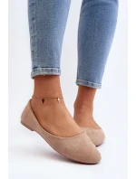 Baleriny Damskie Zamszowe Beżowe Lasota
