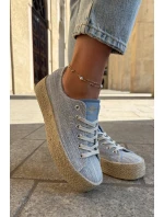 Trampki Damskie Na Platformie Z Plecionką Lee Cooper LCW-25-02-3283 Niebieskie