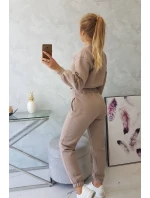 Zateplená súprava s krátkou mikinou tmavo béžová Zateplená súprava s krátkou mikinou tmavo béžová