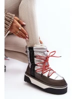 Śniegowce Damskie Na Grubej Podeszwie Wegańskie D.Franklin DFSH371006 Srebrne