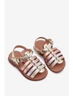 Sandałki Dziecięce Dziewczęce Z Eko Skóry Złote Mariana