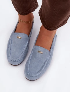 Dámské mokasiny s malým zlatým detailem modré Sarivelle