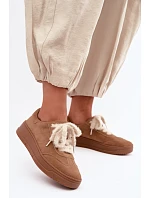 Semišové tenisky s kožušinovým šnurovaním Kobbo 79655 Camel Semišové tenisky s kožušinovým šnurovaním Kobbo 79655 Camel