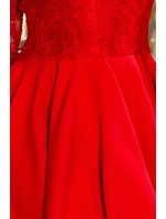 Šaty s čipkovým výstrihom Numoco NICOLLE - červené