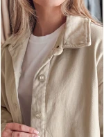 Dámska prechodná oversize košeľová bunda KOSMOJACK j.beige FashionStreet TY4842 Dámska prechodná oversize košeľová bunda KOSMOJACK j.beige FashionStreet TY4842