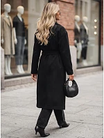 Dámsky dvojradový kabát s opaskom, čierny, FashionStreet NY0784