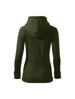 Dámska módna mikina na zips s kapucňou (vojenská)