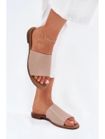 Dámske papuče z hladkej kože Beige Cerise
